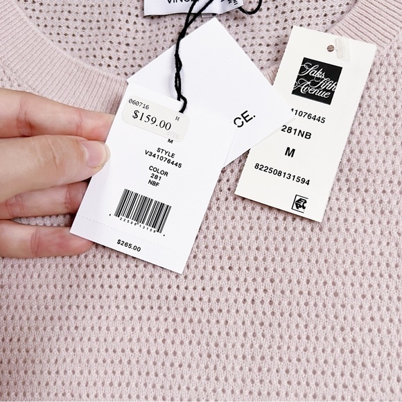 Vince • Layered Perforated Jumper pullover sweater mixed media wool cashmere - Picture 5 of 12